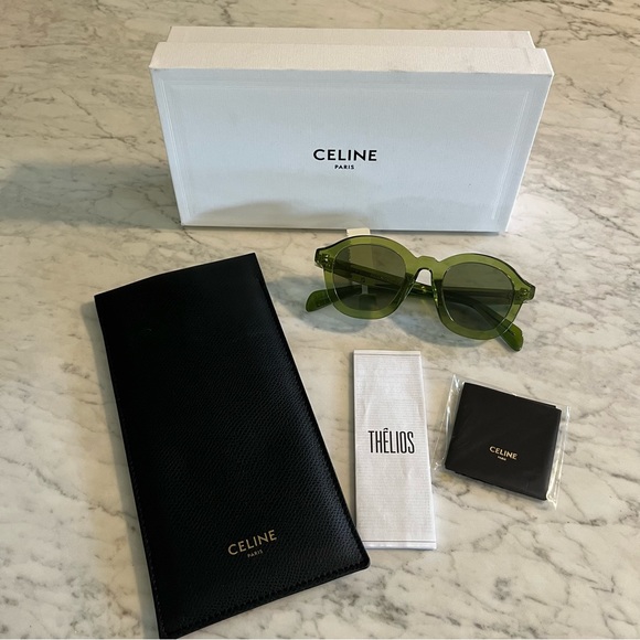 Celine Accessories - Celine Green Sunglasses with Magnetic padded case and box